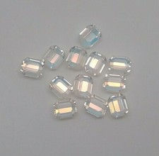 12pc Swarovski Crystal Clear AB 8x6.5mm Faceted Rectangle 5106 Beads; Vintage