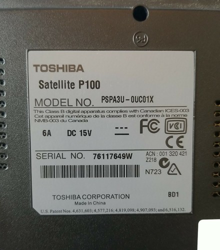 Toshiba Satellite P100 17.1" Laptop Centrino Duo T2500 2.00GHz 1GB RAM No HD 49W - Picture 12 of 12