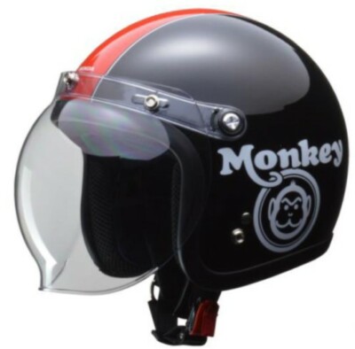 HONDA MONKEY Original Open-Face Helmet Bubble Shield Black × Red