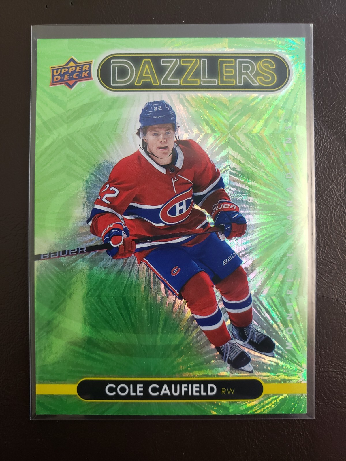 2021-22 Cole Caufield Rookie Green Dazzlers Upper Deck Series 1 Hockey Montreal