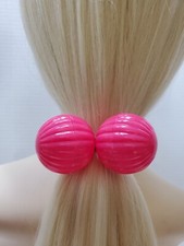 2 PIECE pink KIDS ELASTIC PONYTAIL HOLDER JUMBO BEADS GIRL HAIR KNOCKER BALL
