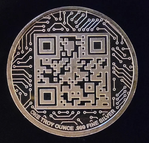 Cyber Metals QR Code Physical Rare Vtg Bullion-999 Silver 1 Oz Ounce Art Coin