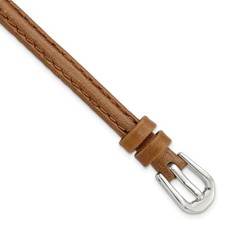6mm Havana Smooth Leather Silver-tone Buckle Watch Band