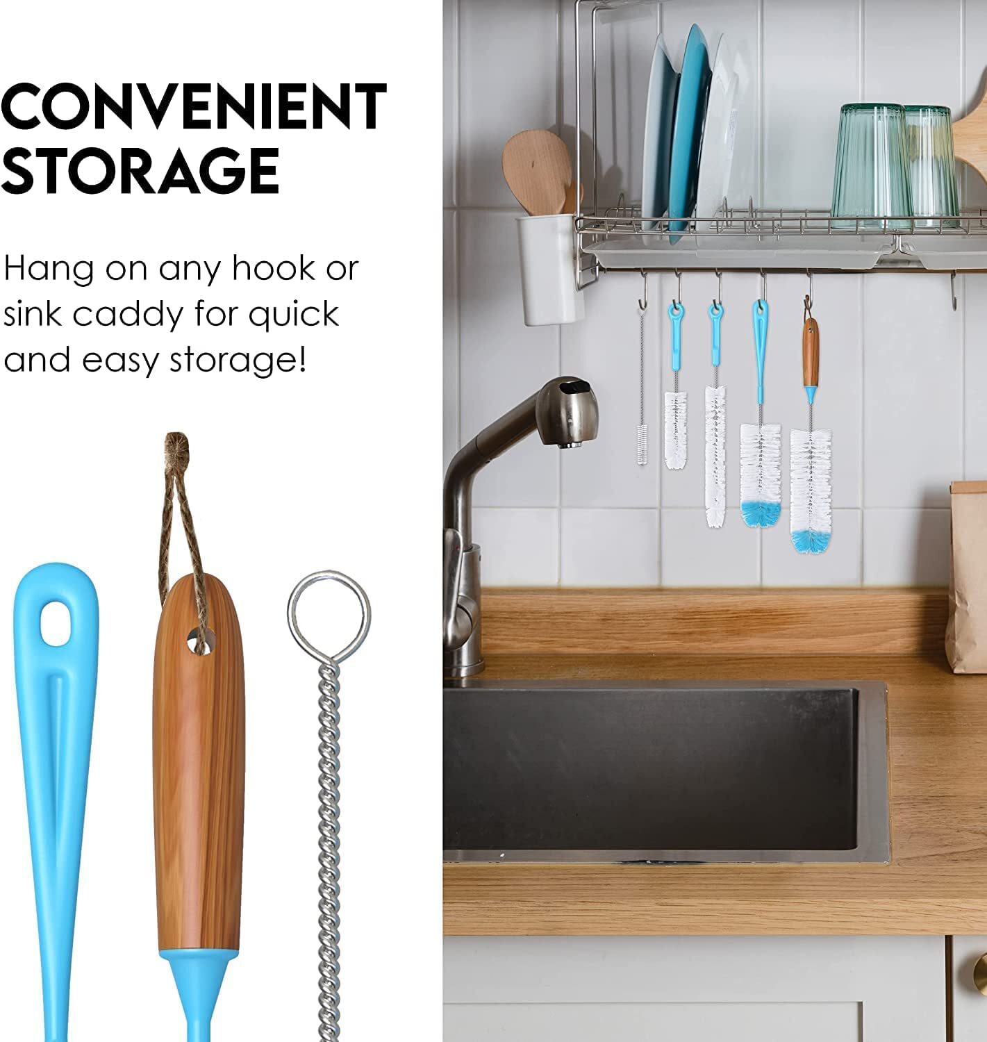 Turbo Microfiber Bottle Brush Cleaner Pack - Set of 5 Bottle Brushes