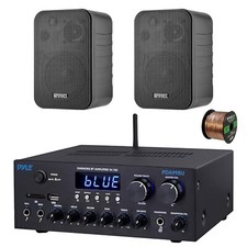 Pyle PDA99BU 2-Channel Home Audio Bluetooth Receiver, 2x 4" 30W Speakers, Wire