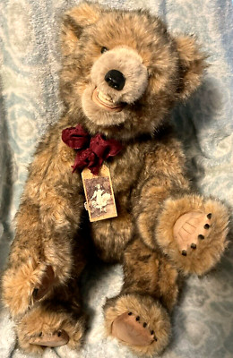 Rare Vintage Beaver Valley Artist Made Teddy Bear Teeth Claws Leather Smiling