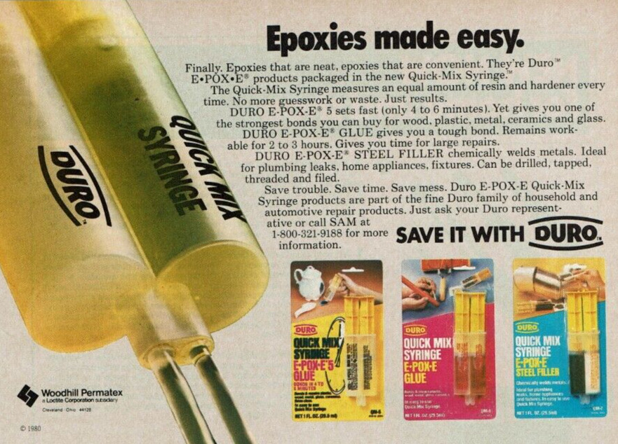 1980 Vintage Print Ad Save It With Duro Epoxies made easy E-Pox-E 5 Bonds