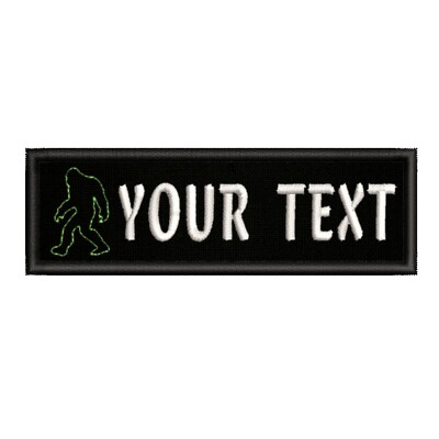 Bigfoot Patch Custom Your Text Sasquatch in Forest Embroidered Iron-On Applique