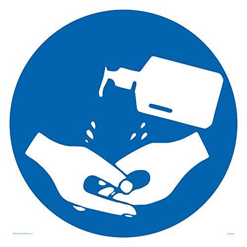 Cartello con simbolo igienizzante per le mani, in plastica rigida da 3 mm.