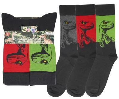 SOXY 6er Pack Jungen Jurassic Predator Socken Raptor World Dinosaurier Velociraptor Baumwolle