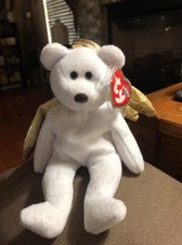 Ty Beanie Baby HALO II 2000 Angel Bear Plush Toy RARE BROWN NOSE NEW RETIRED