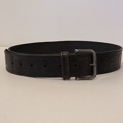 Chevignon Brown Men's Unisex Leather Belt 27 - 33  Good Pre-Owned Condition
