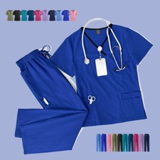 Women's Medical Scrub Set - Soft Stretch V-Neck Top  Straight Leg Pants