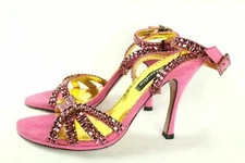 Francesco Sacco Women's Suede Pink Crystal Shoes Made In Italy Retail $719