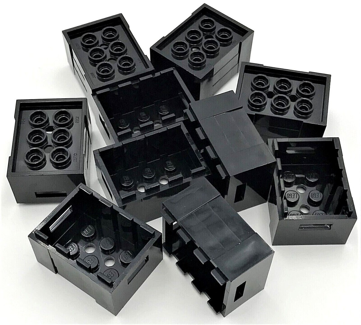 Lego 10 New Black Containers Crate 3 x 4 x 1 2/3 Stud with