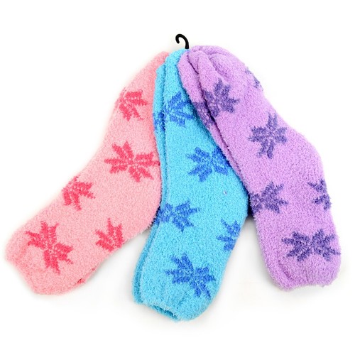 Verschiedene (3 Paar) Damen Schneeflocken warme flauschige Socken - Bild 1 von 10