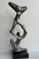 Mid Century Abstract Sculpture Large Metal Modernism Cubism Mystery Artist 1970