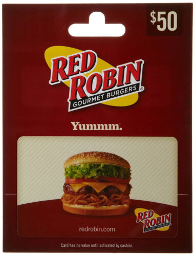 RED ROBIN RESTAURANT GIFT CARD 150 100 MOM DAD FRIENDS EMPLOYEE WORK MEAL FOOD - Picture 1 of 60