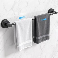 Suction Cup Towel Bar No-Drill, Towel Rack 14-24 inch, Black