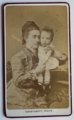 orig. CDV photo photograph picture old around 1870 Trieste Sebastianutti mother child