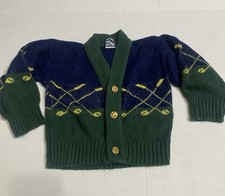 Boys Vintage Golf Sweater Cardigan R-gee Originals USA
