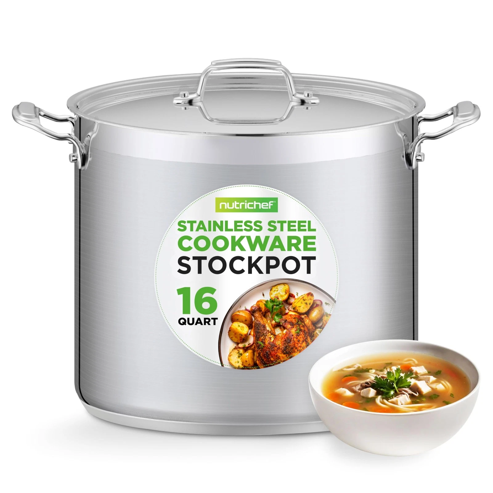 NutriChef 16-Qt 18/8 Stainless Steel Stockpot Heavy Duty Large Soup Pot
Opens in a new window or tab