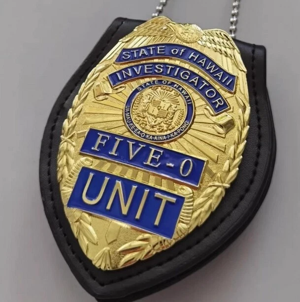 2022 US Hawaii Five-0 Badge Hawaii 5 o Badge Chain Belt Leather Badge Holder New - Image 3 of 4