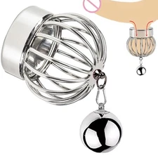 Stainless Steel Scrotum Ring Weight Training Lock Ball Stretcher Man Exerciser*
