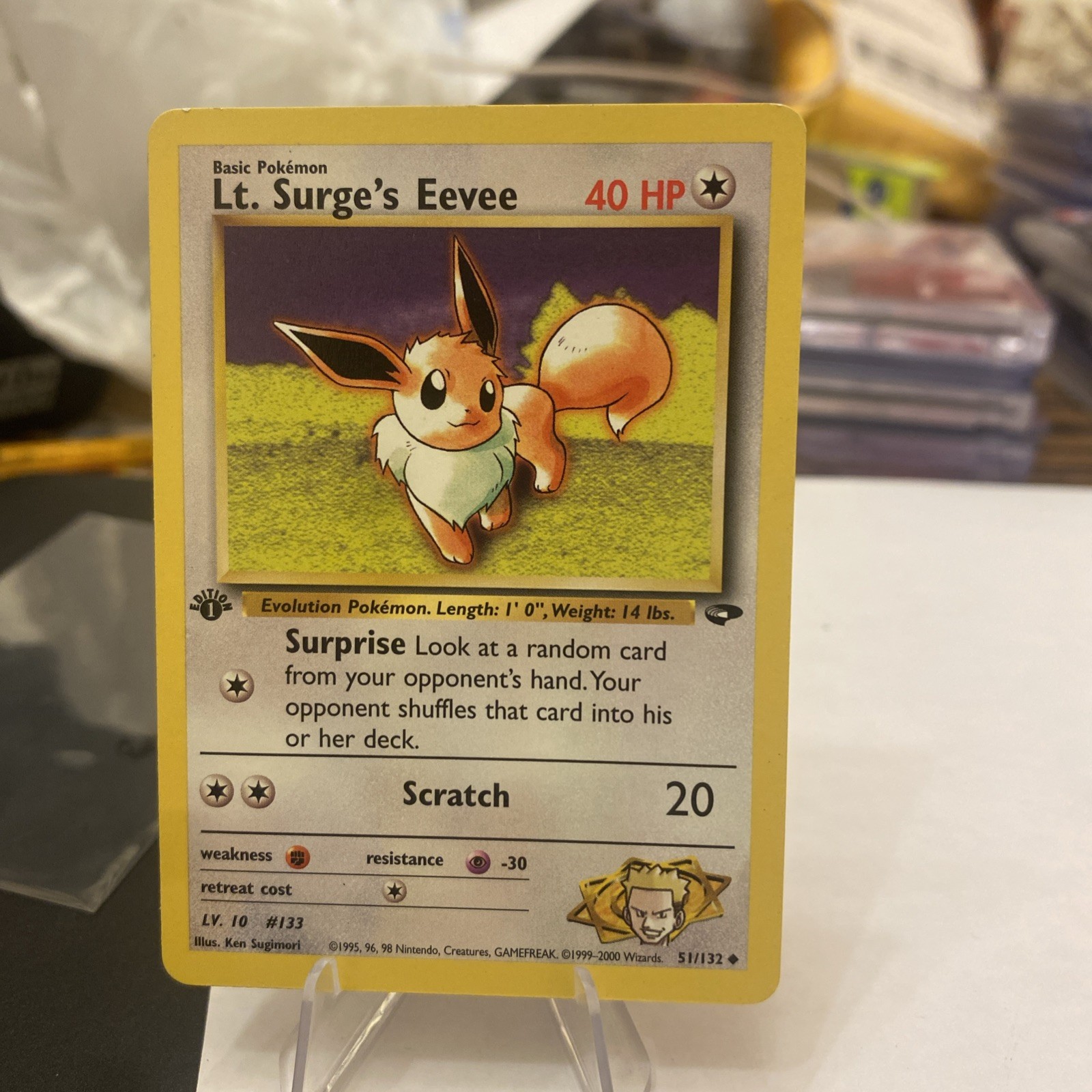 Lt. Surge's Eevee - 51/132 Pokémon Gym Challenge - 1st Edition NM