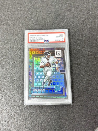 2022 Donruss Optic MALIK WILLIS Rookie NERO PANDORA PRIZM RC #/25 PSA 10 -POP 3 - Foto 2 di 6
