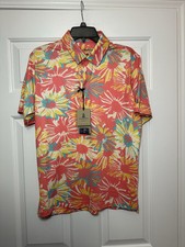 Size S Chubbies Men's Coral Floral The P.I. Performance Polo 2.0 Shirt NEW