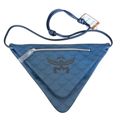 MCM Blue Canvas and leather Triangle Shoulder Bag | eBay
