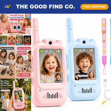Rechargeable Video Walkie Talkies for Kids - 2 Pack with Screen, Fun Communicati