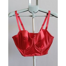Auden Women XXL Red Satin Corset Bustier Top Underwire Boning Adjustable Straps