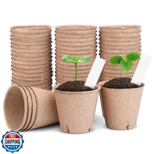 ARGCONNER Peat Pots for Seedlings 3.15 Inch, Biodegradable Round Seed Starter