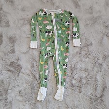 Little Sleepies Bamboo Knit Zip Footless One-Piece Sleeper Farm Animals 18-24M