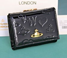 Vivienne Westwood Patent Leather Kiss Lock Wallet Mini 2/3 Fold Black