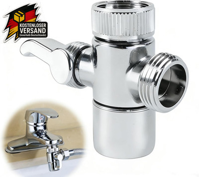 3-Wege Wasserhahn-Umsteller Messing für Dusche & Spüle mit Adapter M22 auf M24