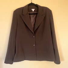 Women's Brown Notch Lapel Two-Button Blazer Suit Jacket Regular Fit