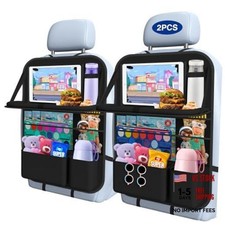 Car Backseat Organizer with Table Tray 2-Pack 9 2 Pack with Food Tray-Black