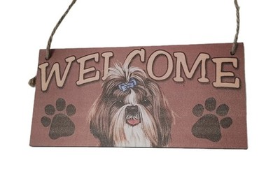 Welcome - Shih Tzu - Hund -  Holzschild / Schild / Deko (2a)