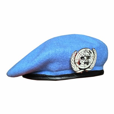 UN BLUE BERET United Nations Peacekeeping Force Cap Hat With UN Badge Size 59