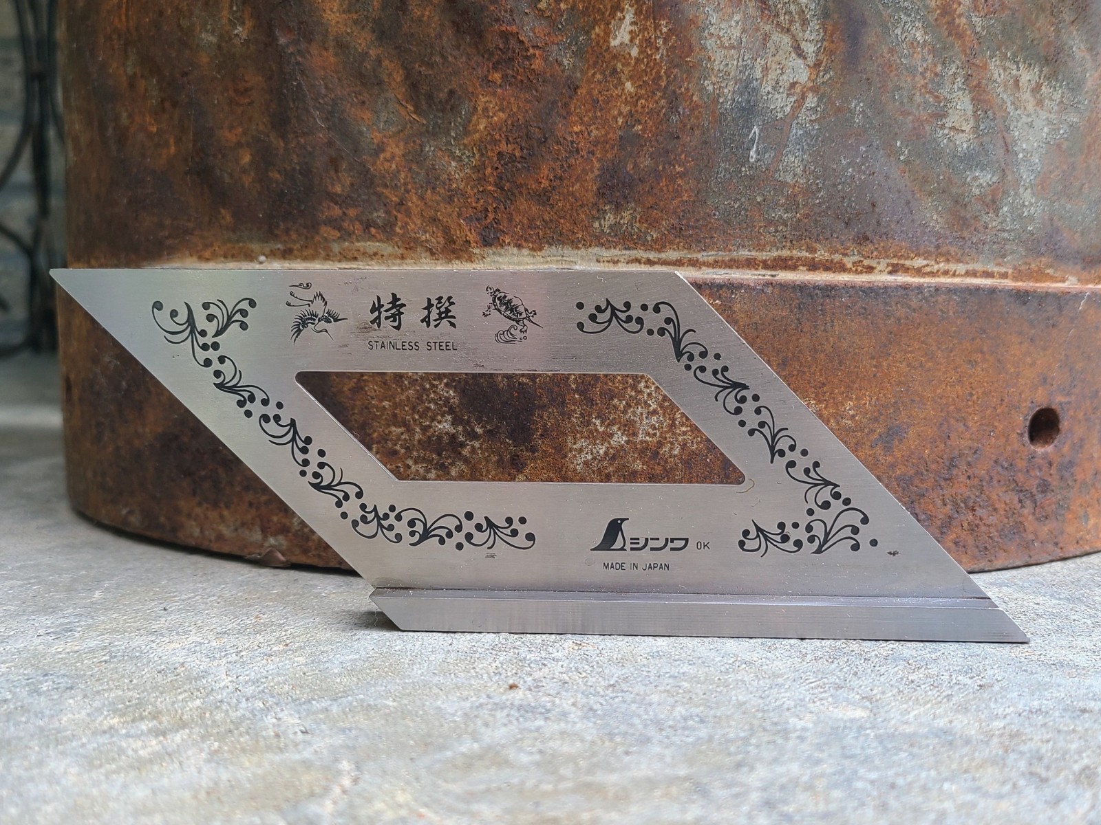 Vintage SHINWA 5F Steel 45 Degree Angle Mitre Square Woodworking Tool Japan