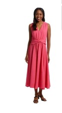 NWT Calvin Klein Dress Size 12 Pink Sleeveless Twist Waist Midi Fit Flare $149