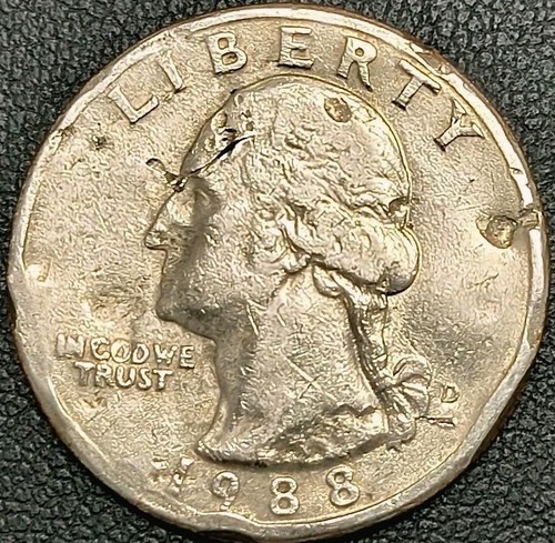 Moneta 25c D Washington Liberty 1988 come nuova con colpo per errori - Foto 1 di 3