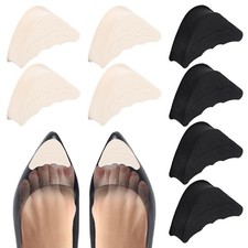 4 Pairs Shoe Filler Inserts Adjustable Toe 6.9cm x 1.5cm, Black and Beige