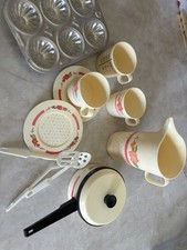 Vintage Chilton Globe Child's Play Kitchen Plastic Dishes Cups Plates Casserole