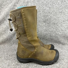 ✅Womens 7 Keen Winthrop Leather Insulated Winter Boots Adjustable Cord 12" Tall