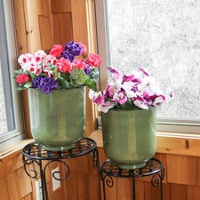 Vivian Metal Planter - 11 in - Jade Glaze - Set of 4 by Sunnydaze