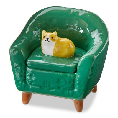 TAG Lidded Trinket Box, Orange Cat (G22023)